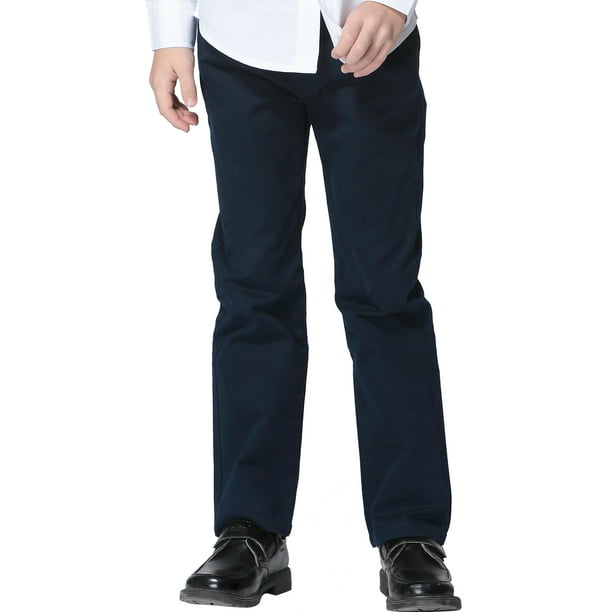 Leo/&Lily Boys Kids 100/% Cotton Twill Elastic Waist Regular Fit Pants Trousers LLB451